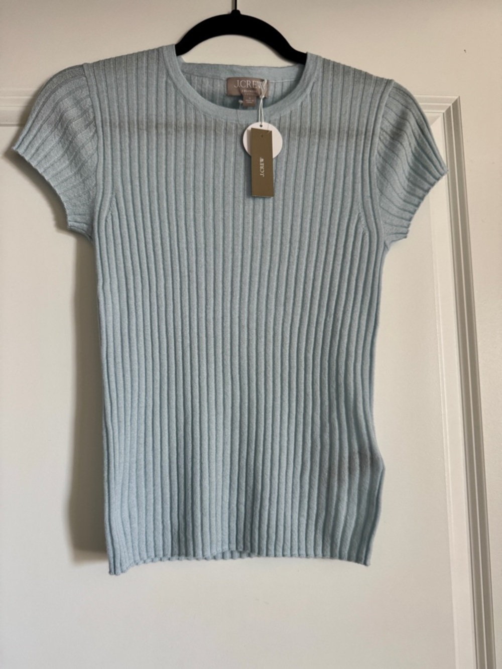 NWT J. CREW Women’s New ribbed featherweight 100% cashmere T-shirt Fresh Air S
